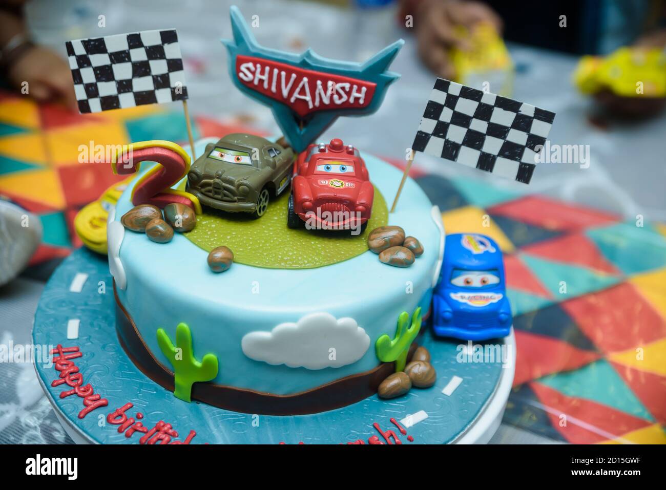Candy bar on boy&rsquo;s birthday party with a lot of different candies 