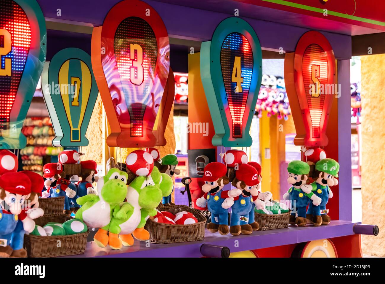 Super Mario amusement arcade at Busch Gardens Tampa Bay in Tampa, Florida. (USA) Stock Photo