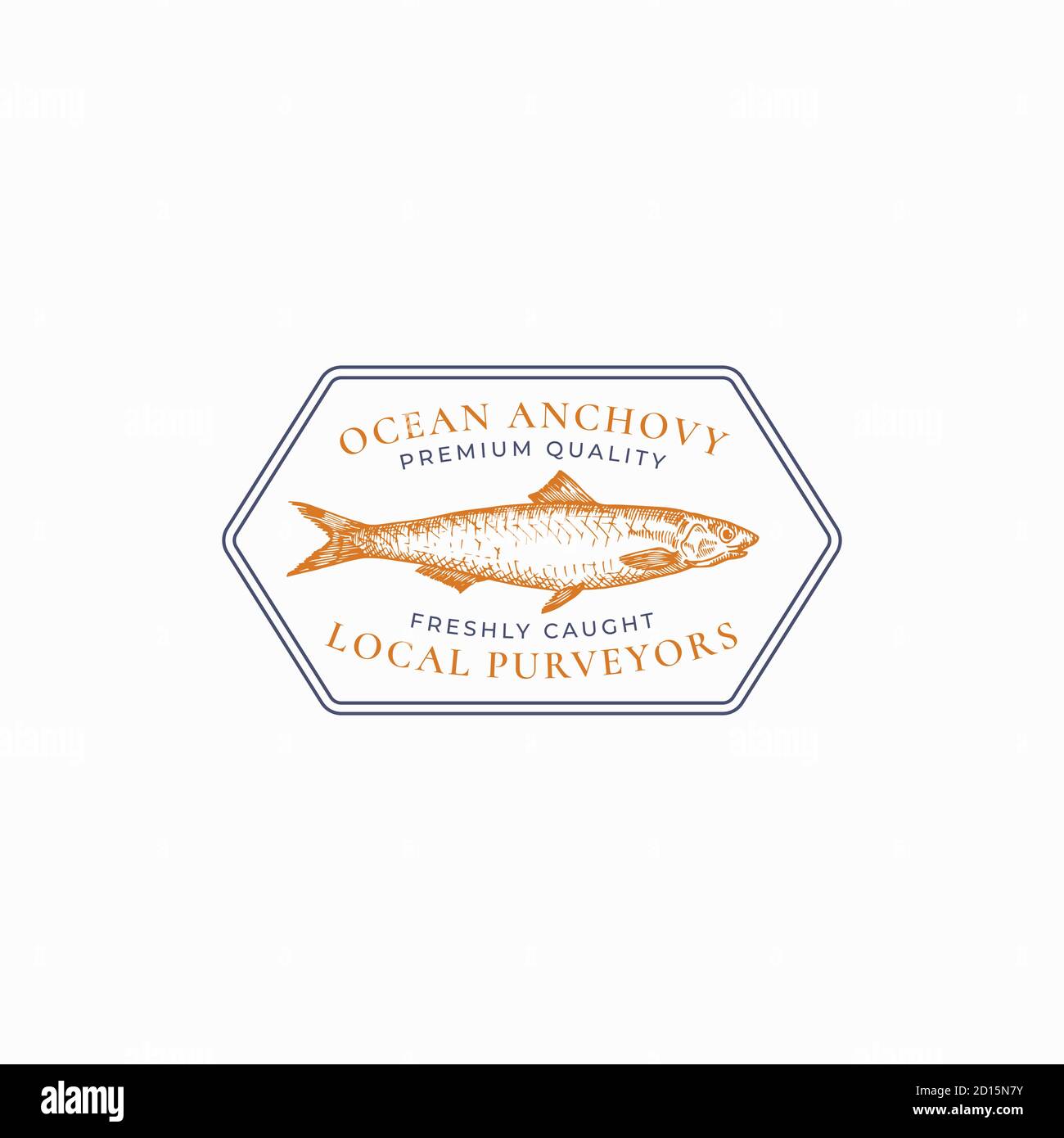 Fish Vintage Frame Badge or Logo Template. Hand Drawn Wild Ocean ...