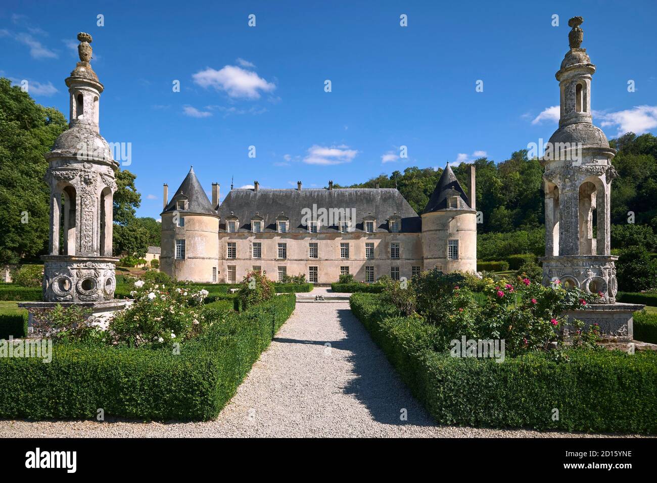 France, Cote d'Or, Bussy le Grand, Chateau de Bussy Rabutin (labeled Maisons des Illustres), the French garden attributed to Andre Le Notre Stock Photo