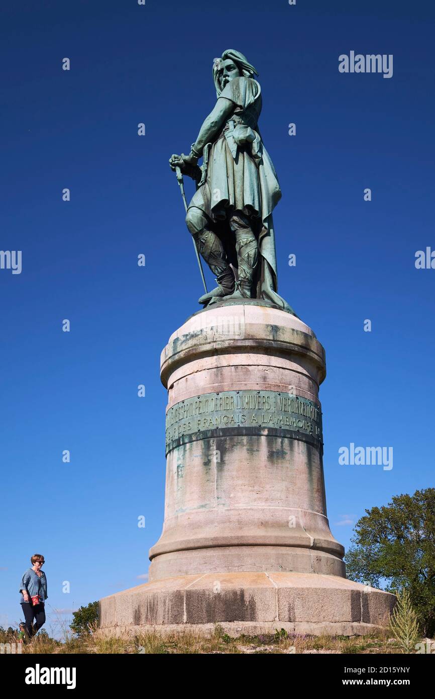 France, Cote d'Or, Alise Sainte Reine, the monumental statue of Vercingetorix by the sculptor Aime Millet at the top of Mont Auxois Stock Photo