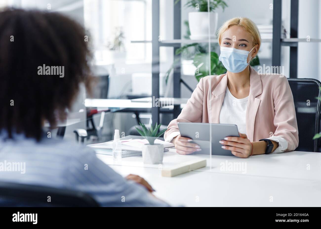 Interview Normal New normal modern interview hi-res stock photography and images - Alamy