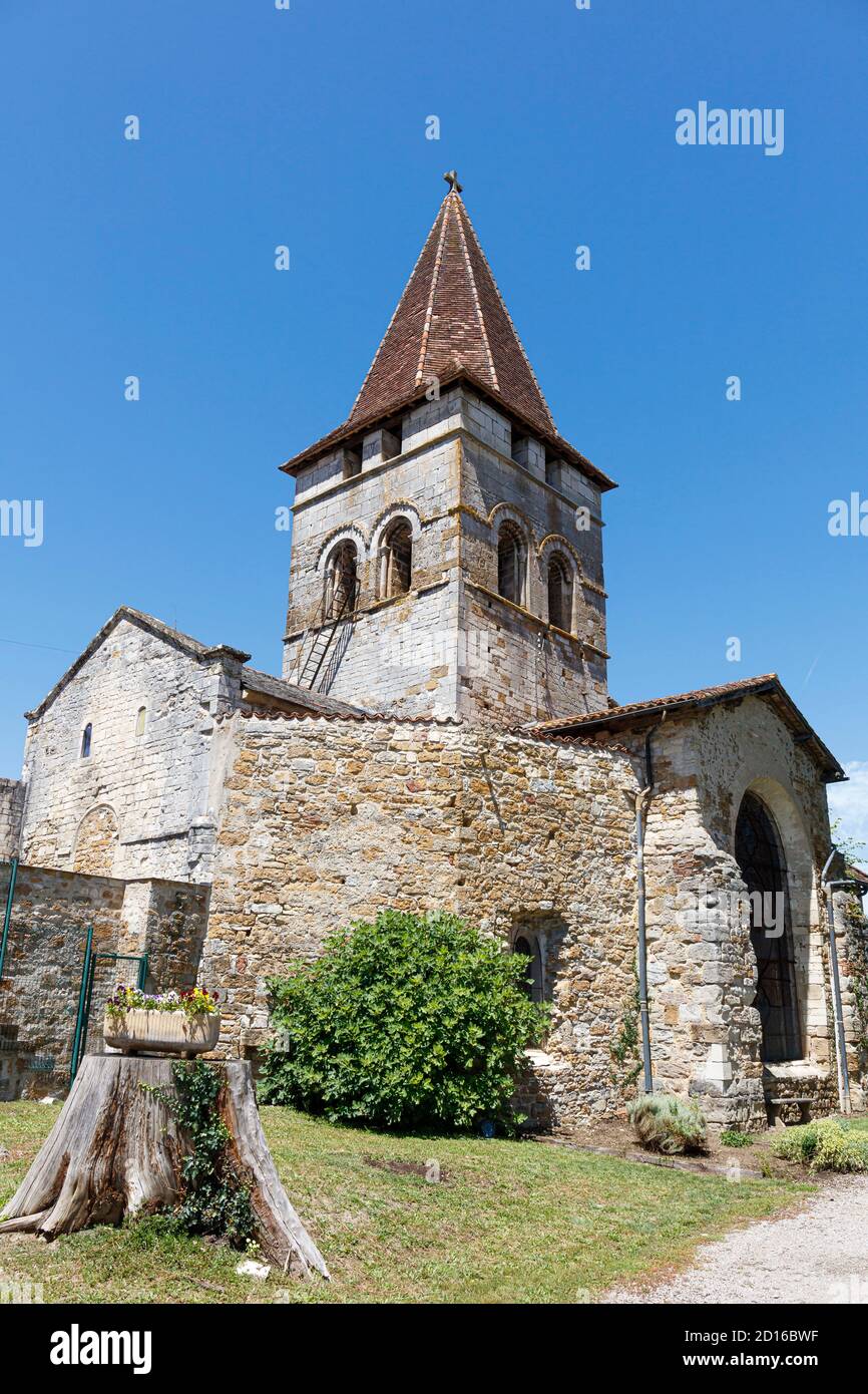 France, Lot, Carennac, labelled Les Plus Beaux Villages de France (The Most beautiful Villages of France), the church Stock Photo