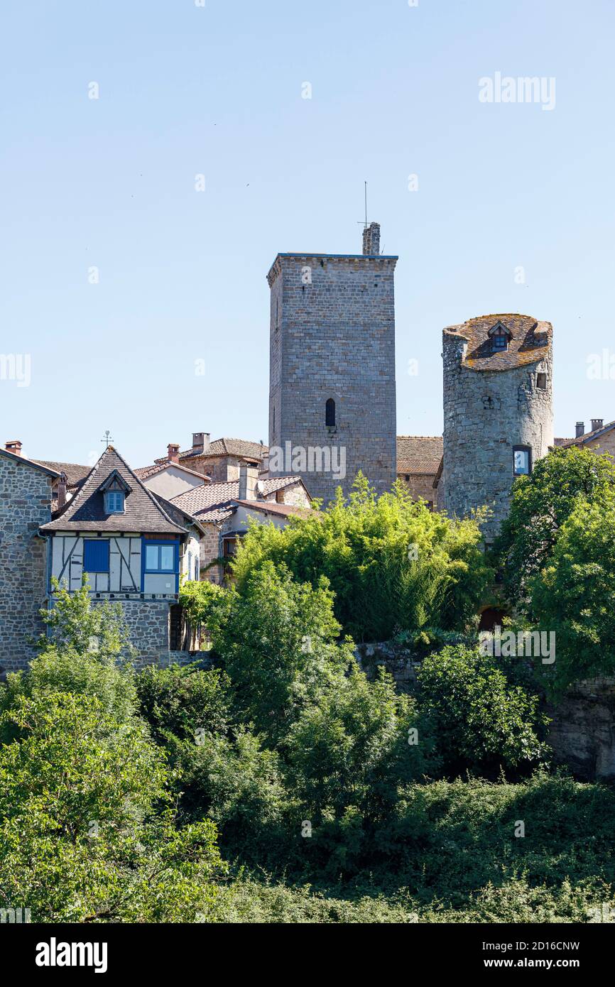 France, Lot, Cardaillac, labelled Les Plus Beaux Villages de France (The Most beautiful Villages of France), the village and the towers Stock Photo
