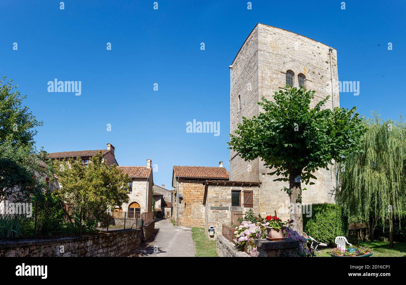 France, Lot, Cardaillac, labelled Les Plus Beaux Villages de France (The Most beautiful Villages of France), the fort tower Stock Photo