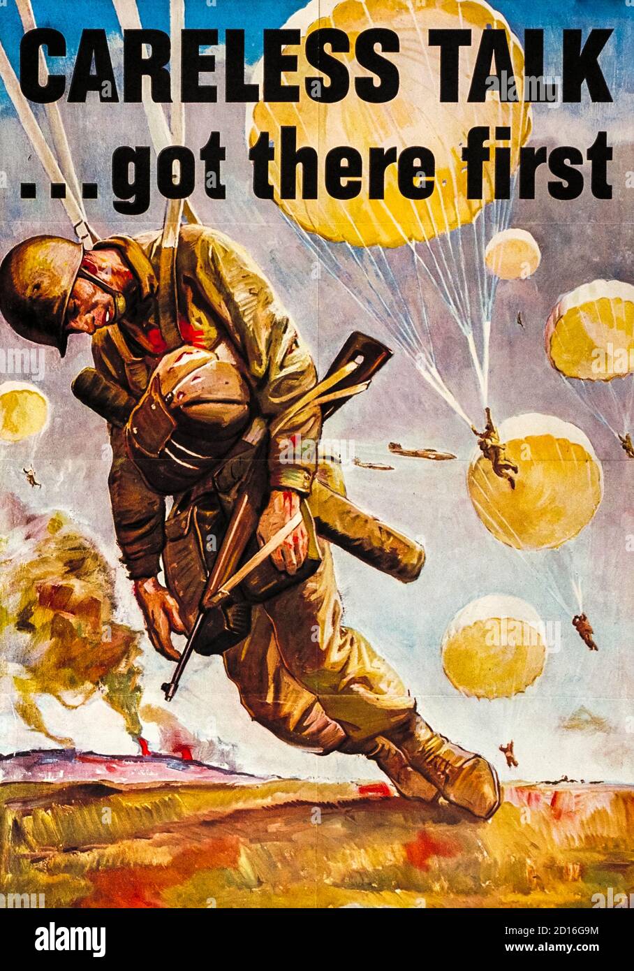 WW2 careless talk poster. Stock Photo