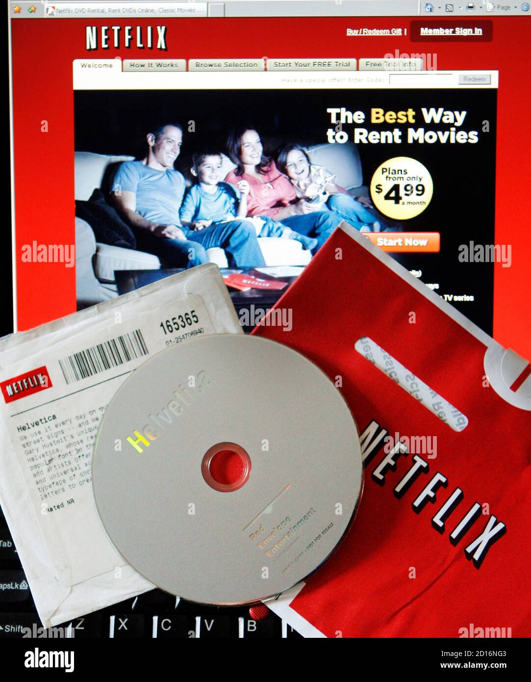 A DVD rental from Netflix is seen with the company's website in Medford,  Massachusetts July 25, 2008. Online DVD rental company Netflix Inc posted  higher-than-expected second-quarter profit Friday, buoyed by strong  subscriber