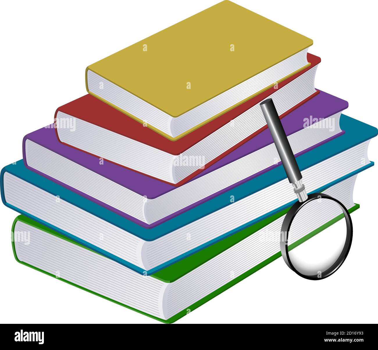 Illustration of stack of books with magnifier Stock Vector Image & Art
