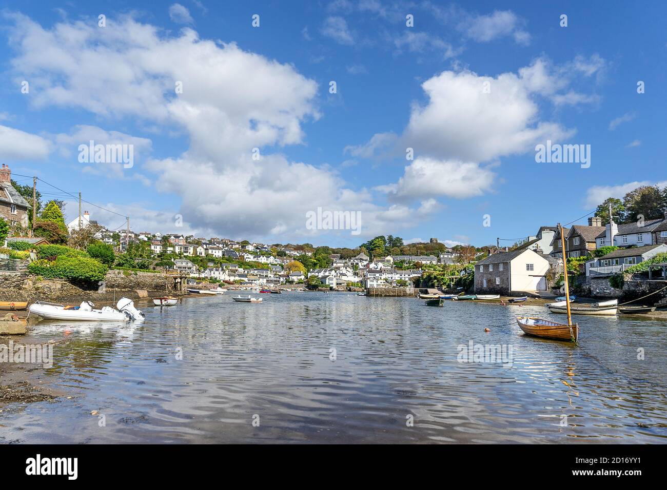 Looking to Newton Ferrers from Noss Mayo in Devon Stock Photo