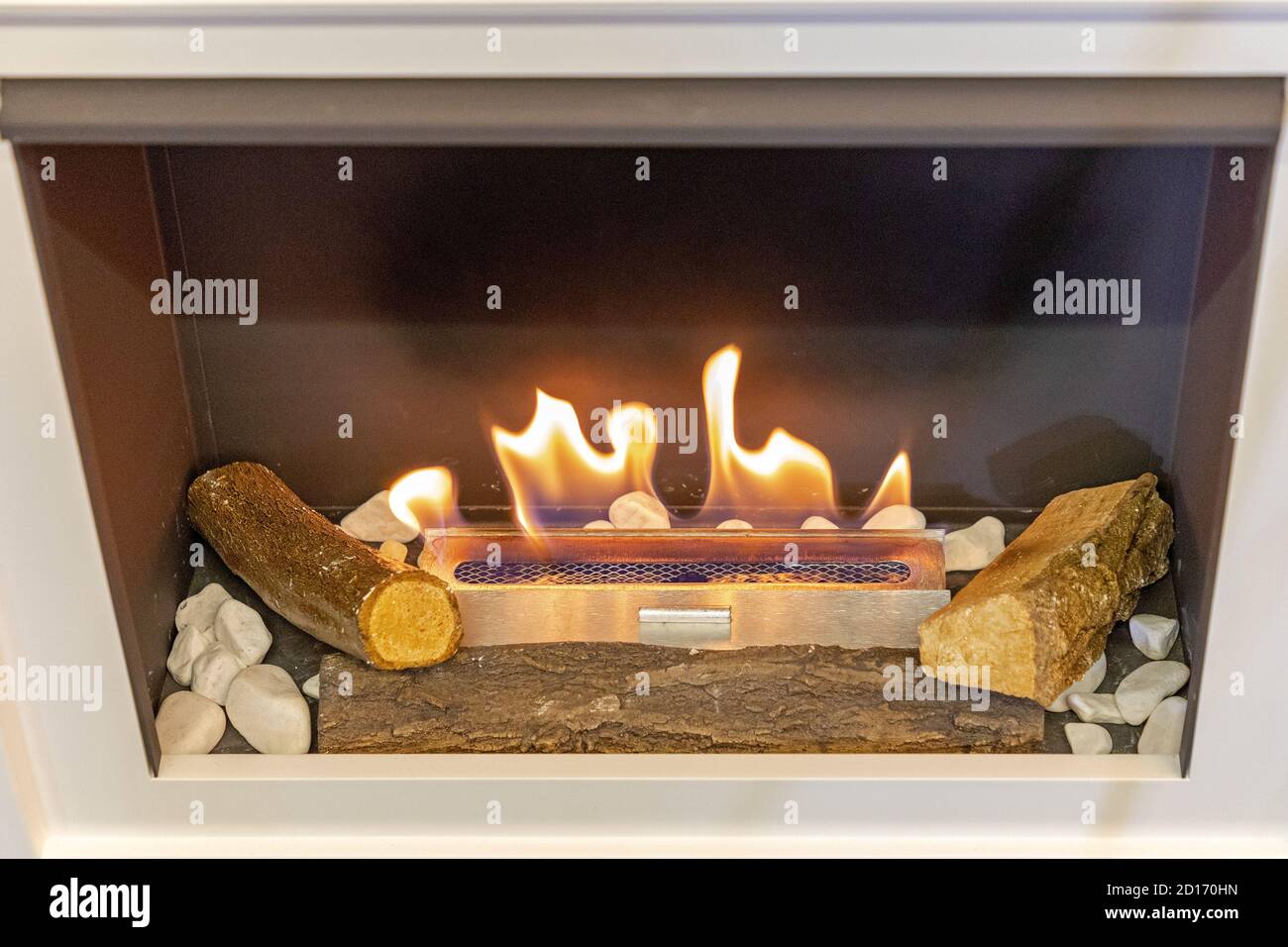 Ceramic Wood Log and Alcohol Burning Fire Heater Stock Photo Alamy