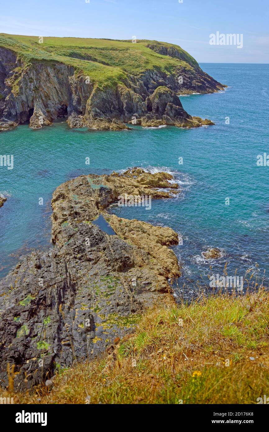 Pembrokeshire coast and coastal path near city of St. David's North Pembrokeshire, Wales. Stock Photo