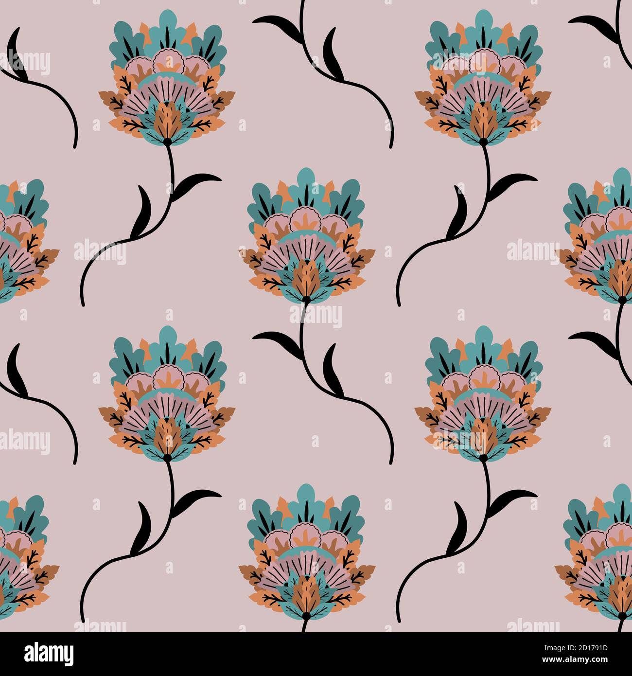 Seamless pattern with decorative flowers Stock Vector