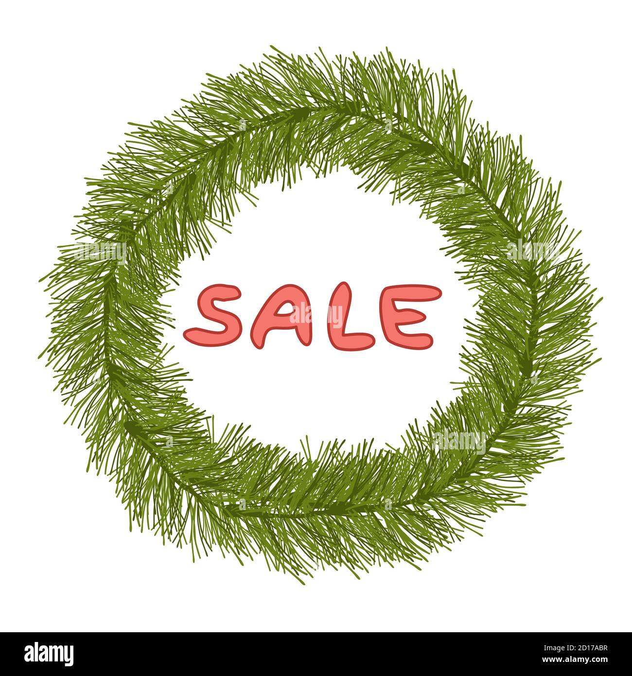 Pine branches decorative simple wreath Stock Vector