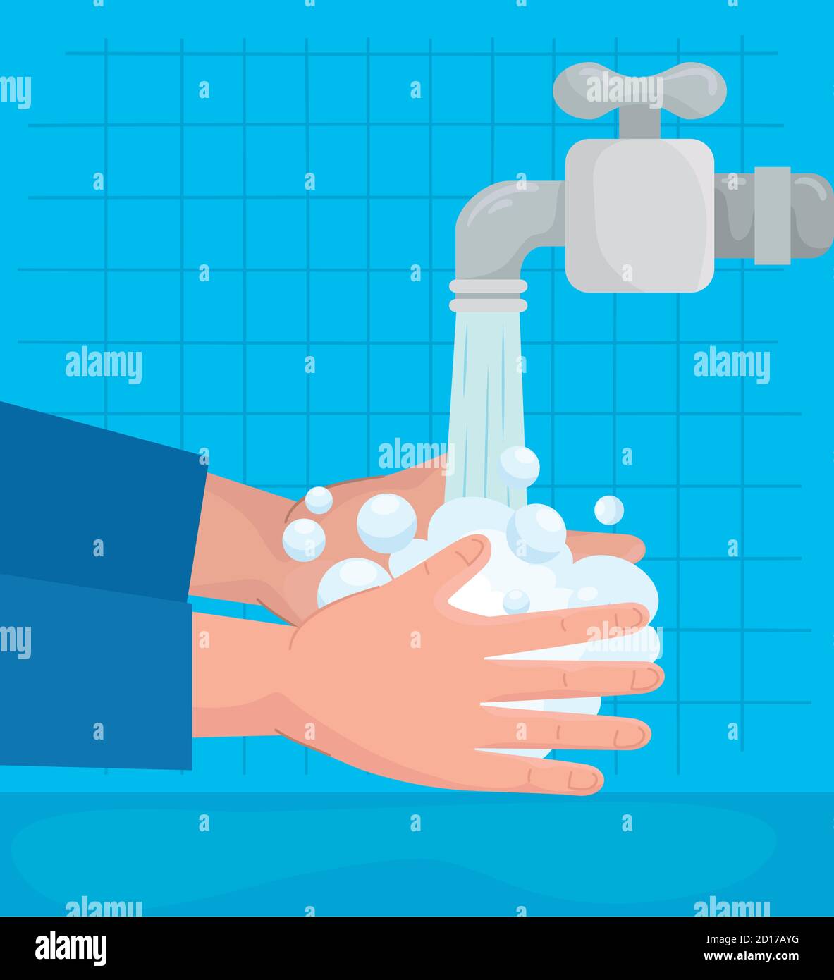 Global handswashing day hands with water tap vector design Stock Vector ...