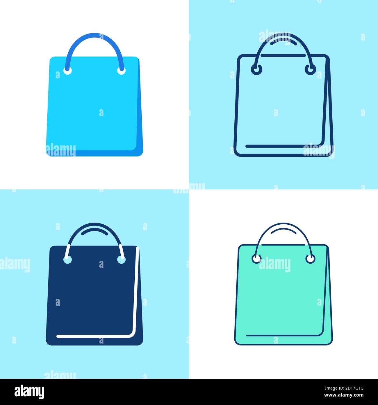 Shopping bag icon set in flat and line styles Stock Vector Image & Art ...