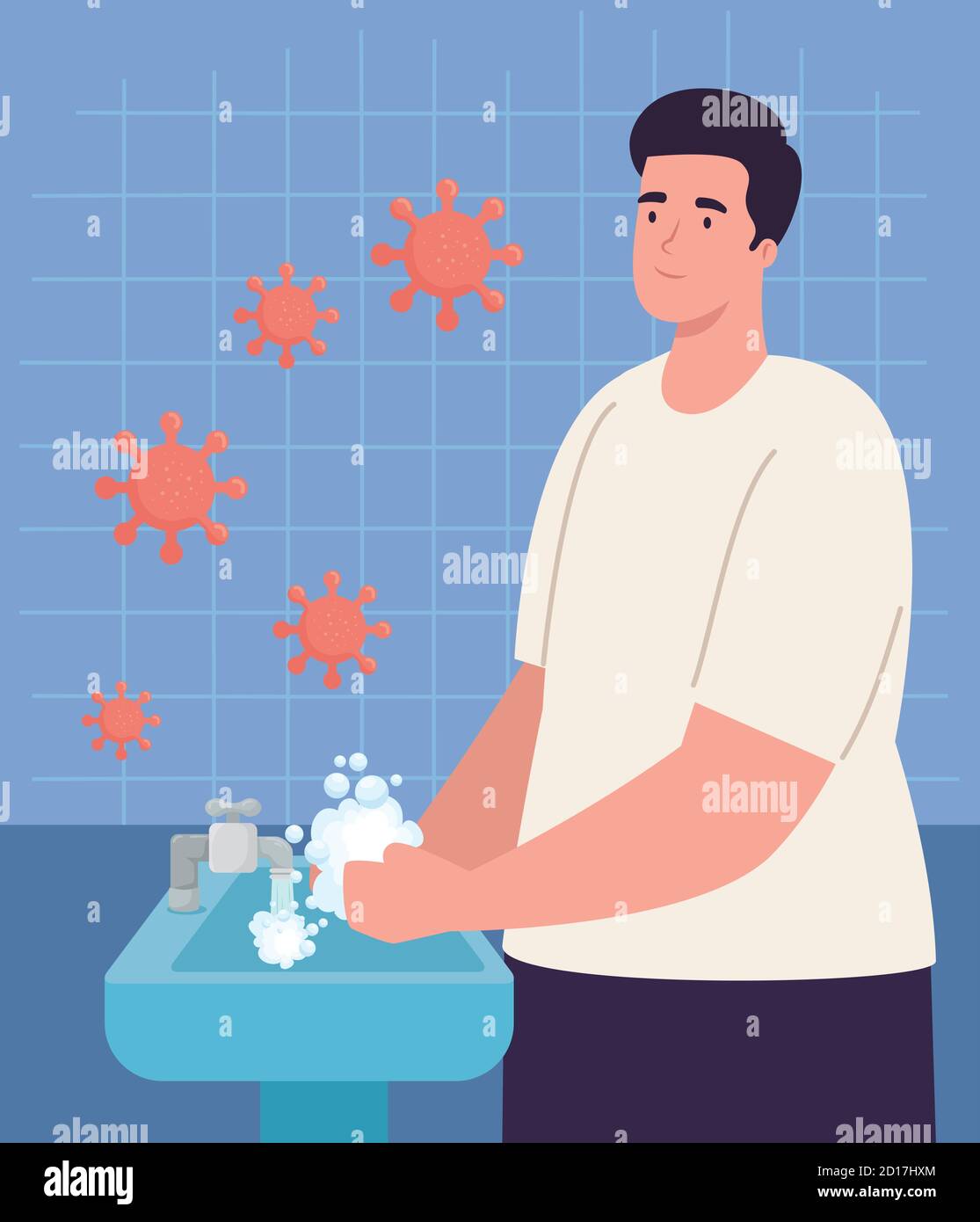 Global handswashing day man washing hands with water tap vector design ...