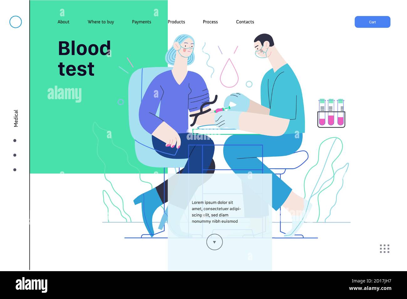 Medical tests illustration blood test modern flat vector concept