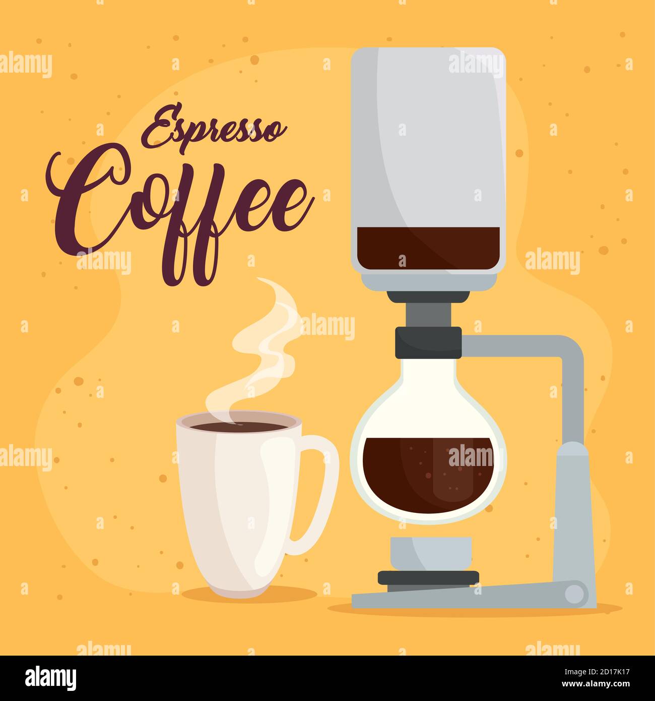 espresso coffee, syphon method on yellow background Stock Vector Image ...