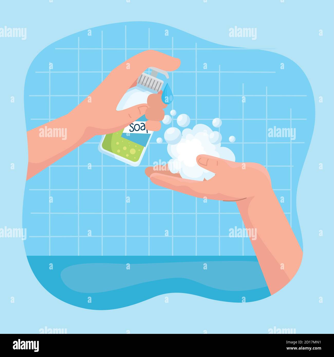 Global handswashing day and hands with soap bottle vector design Stock ...
