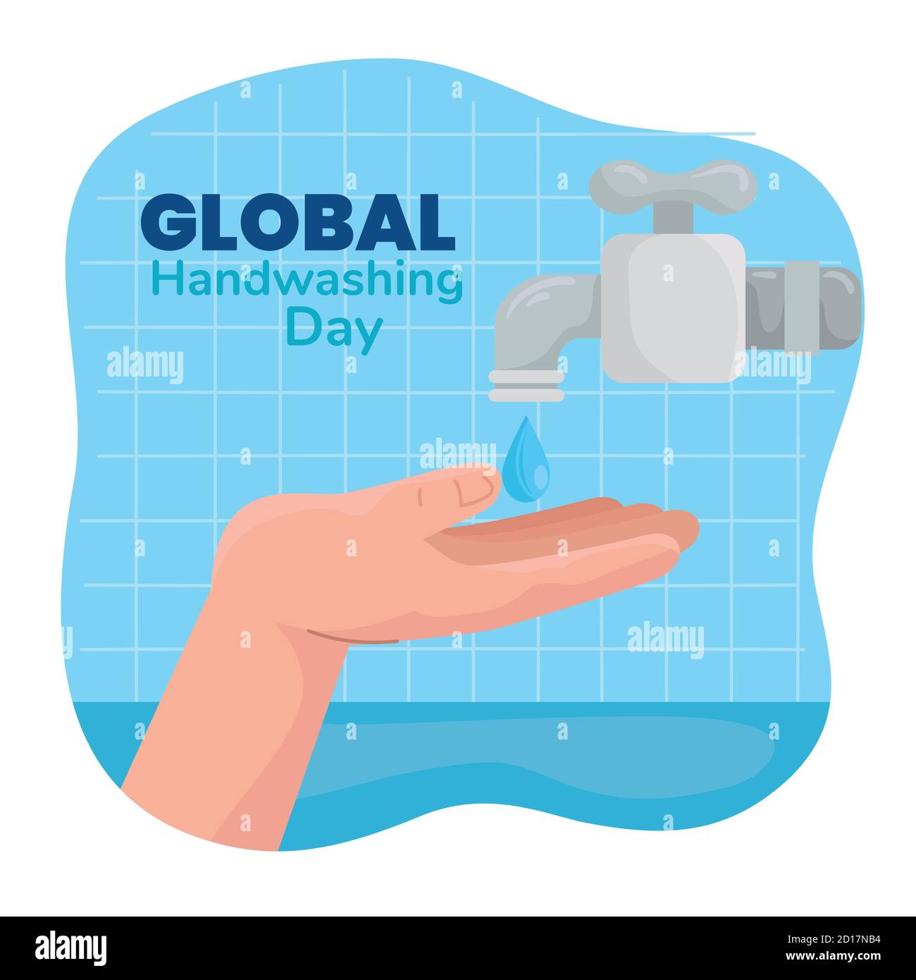 Global handswashing day hands with water tap vector design Stock Vector ...