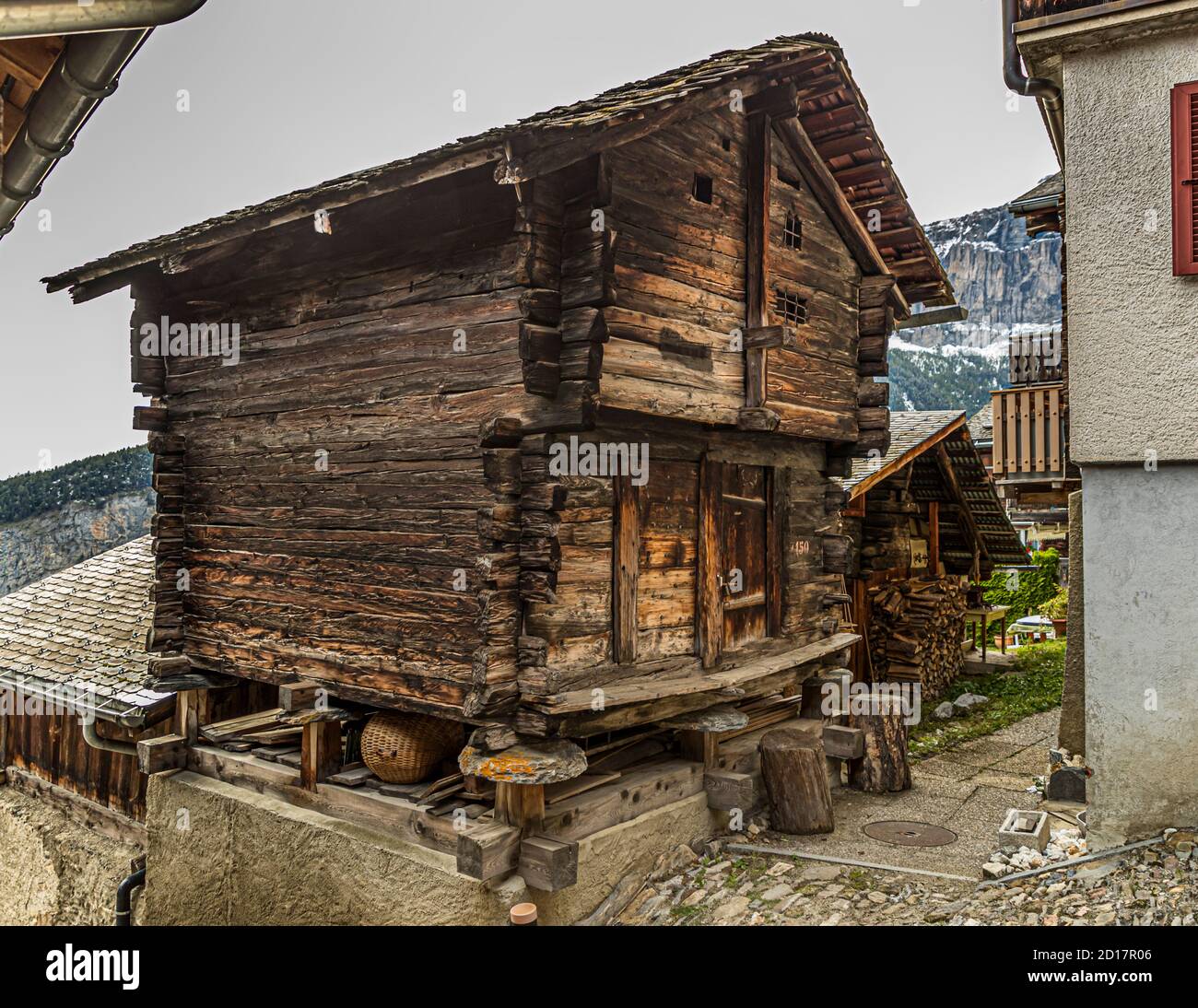 Village of Albinen in Valais, Switzerland Stock Photo