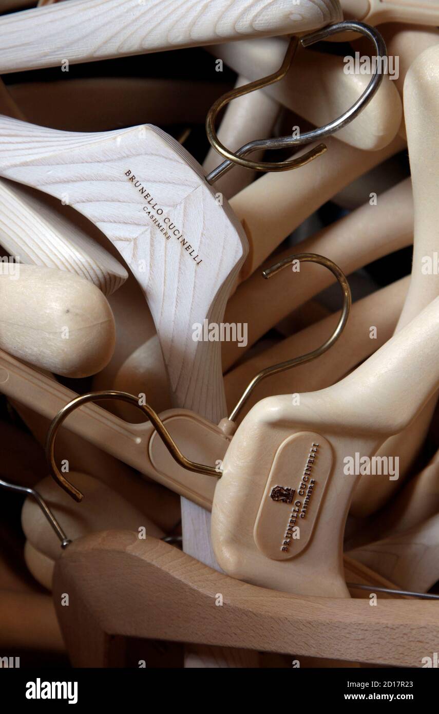 Clothes Hangers Are Seen In The Factory Of Italian Designer Brunello Cucinelli In The Umbrian Village Of Solomeo October 7 2009 He Has Been Called The King Of Cashmere An Entrepreneur With