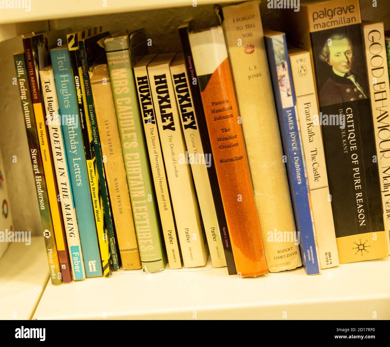 Classic secondhand English literature books on shelf in Oxfam charity