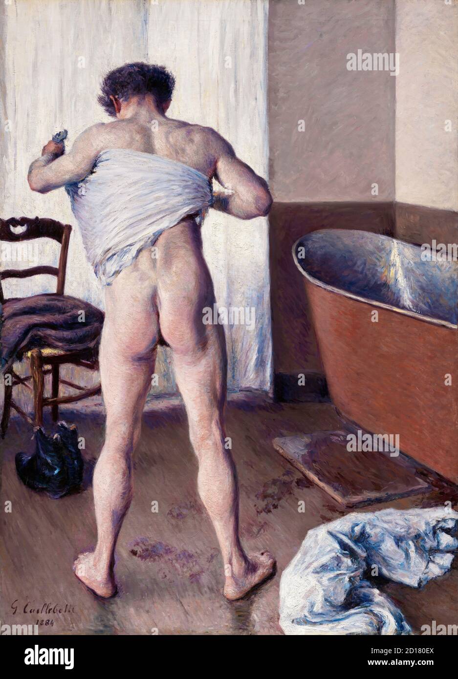 Man at His Bath by Gustave Caillebotte (1848-1894), oil on canvas, 1884 Stock Photo