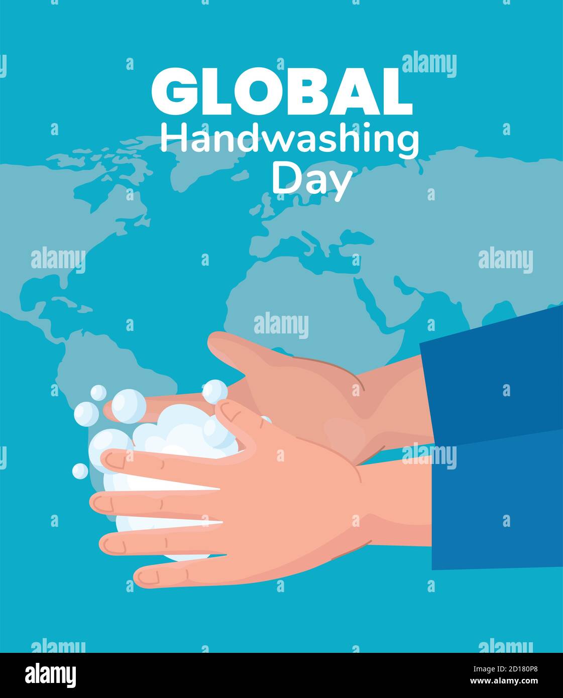 Global handswashing day hands with soap bubbles vector design Stock ...