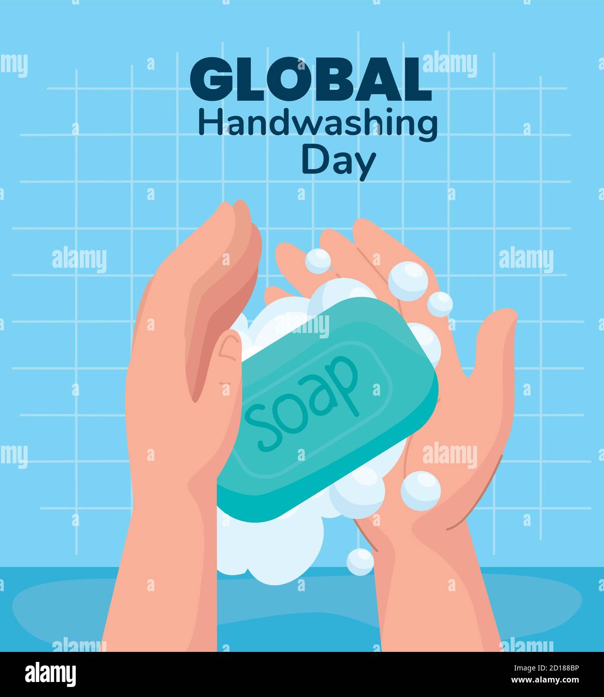 Global handswashing day hands with soap bar vector design Stock Vector ...