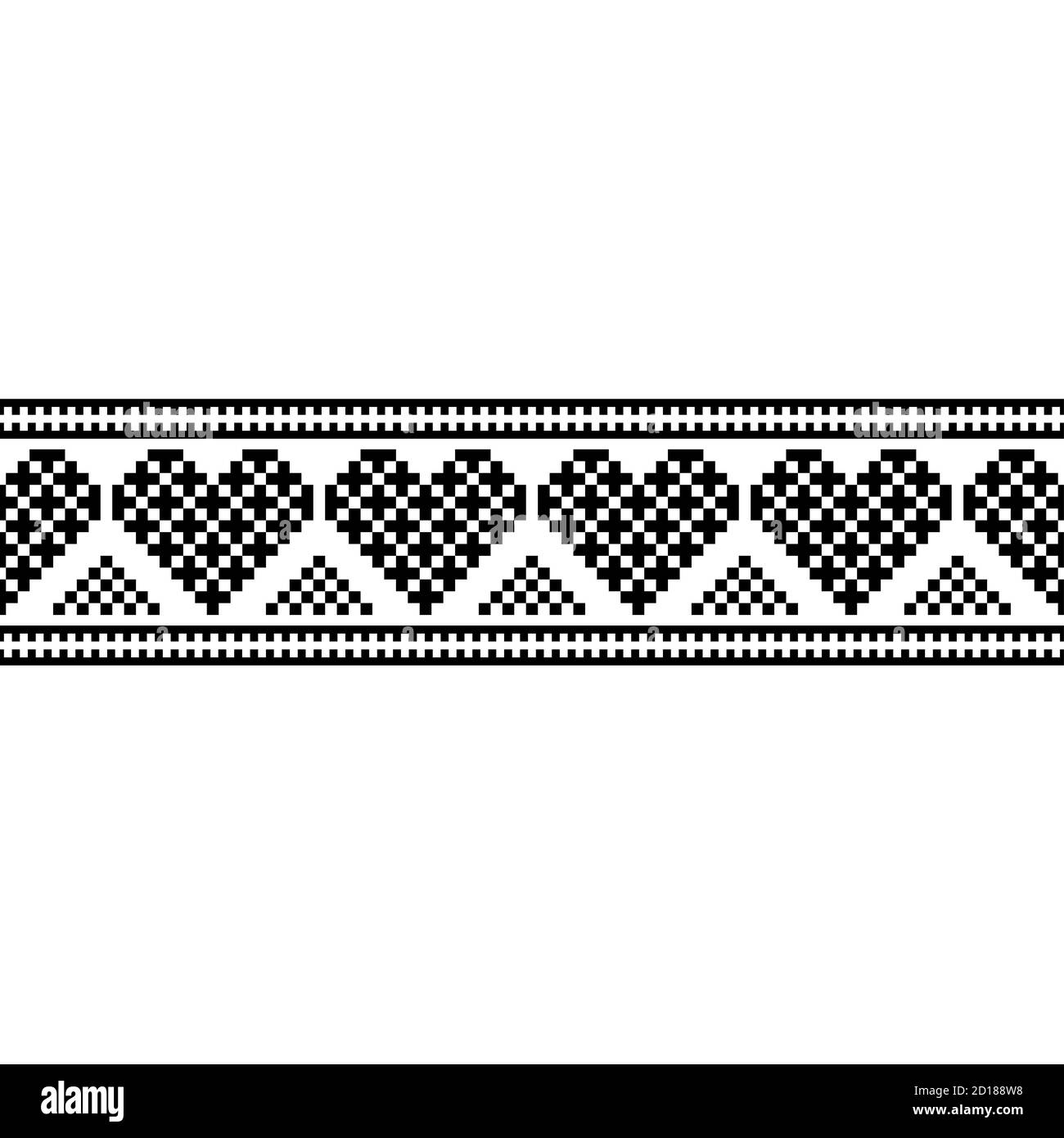 Stripe love shape in tribal ethnic pattern design vector texture in black white color Stock Photo