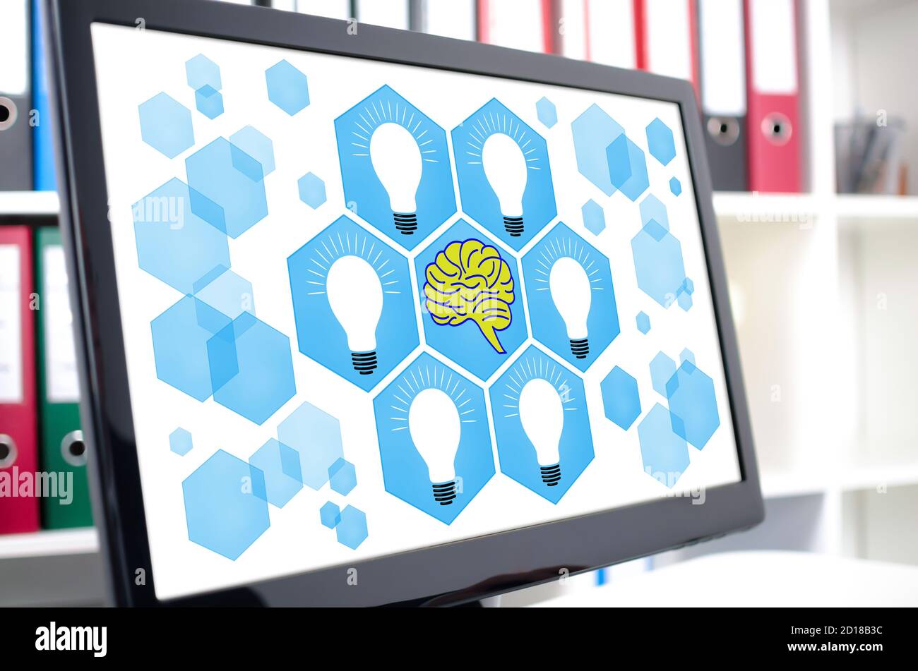 Human brain ideas concept shown on a computer screen Stock Photo