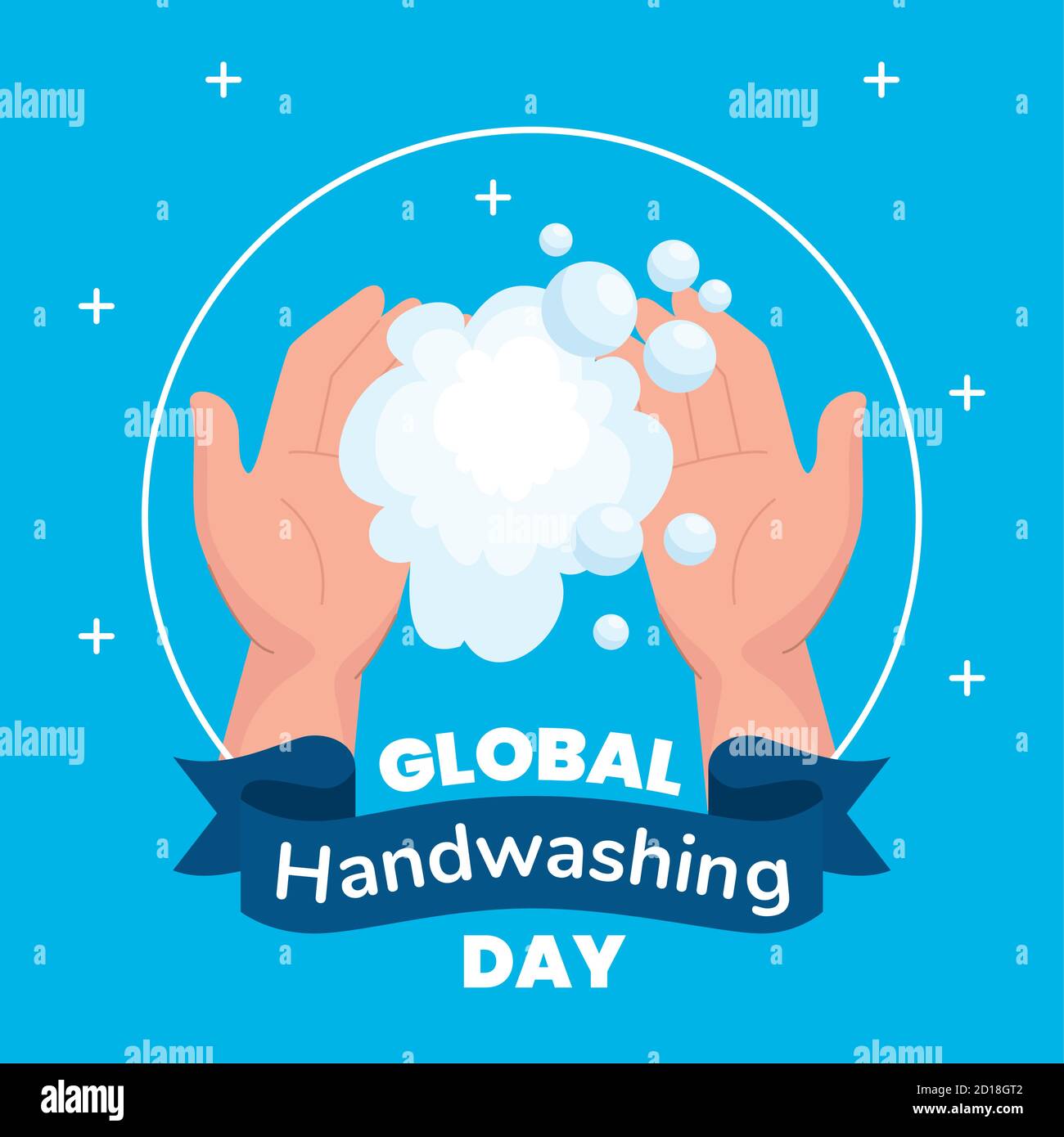 Global handswashing day hands with soap bubbles vector design Stock ...