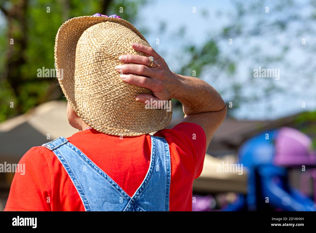 Straw Hat & Overalls Stock Photo Alamy