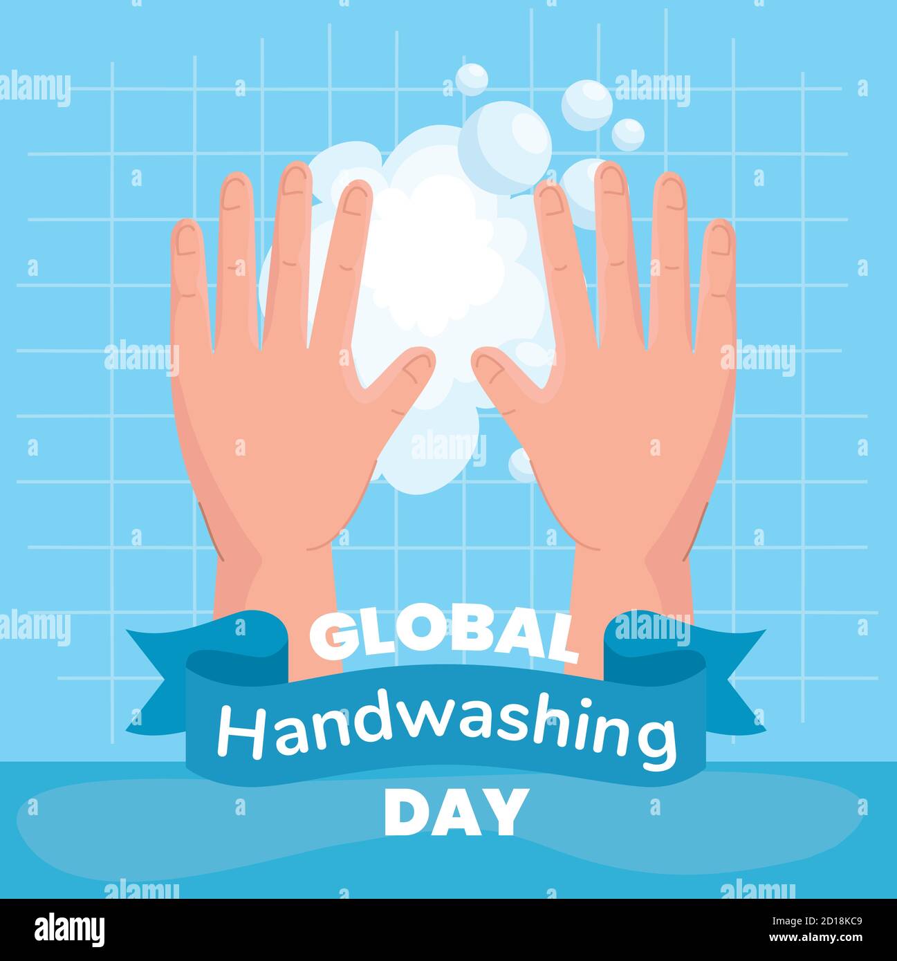 Global handswashing day hands with soap bubbles vector design Stock ...