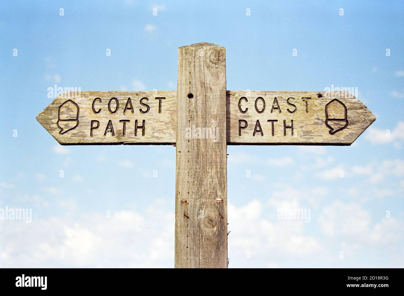 Coast path sign Hope Cove, Devon, England, United Kingdom. Stock Photo