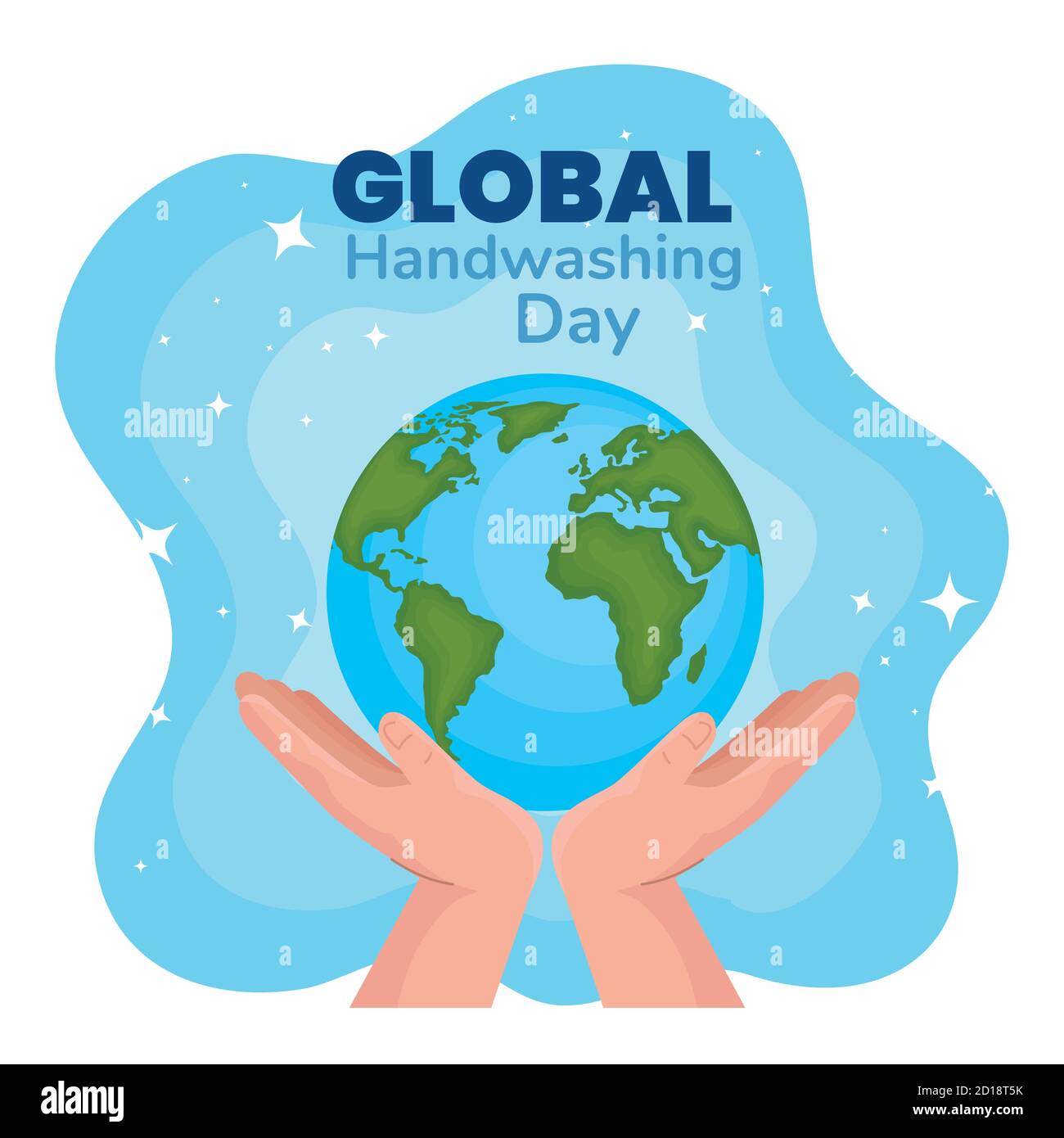 Global handswashing day and hands with world vector design Stock Vector ...