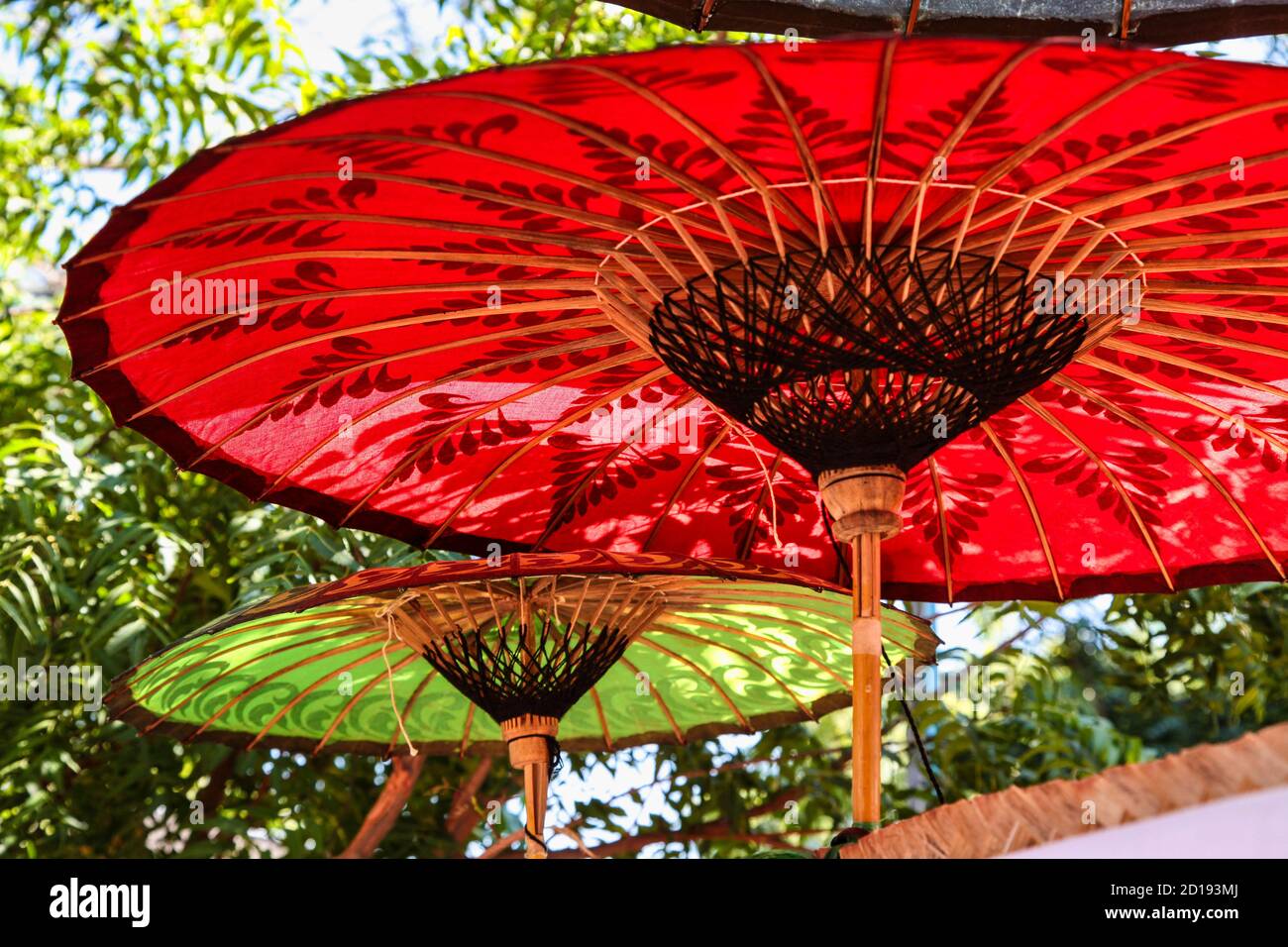 Colourful Burmese Parasols, handmade colorful umbrellas. Iconic craft