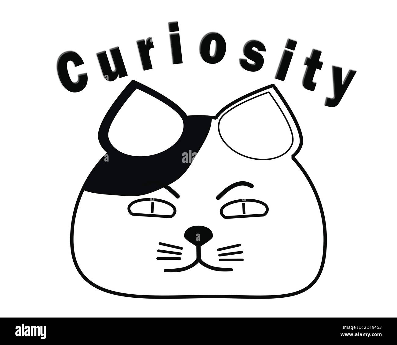 Curious Cat  - Education concept illustration depicts fat cat with insatiable curiosity for learning. Stock Photo