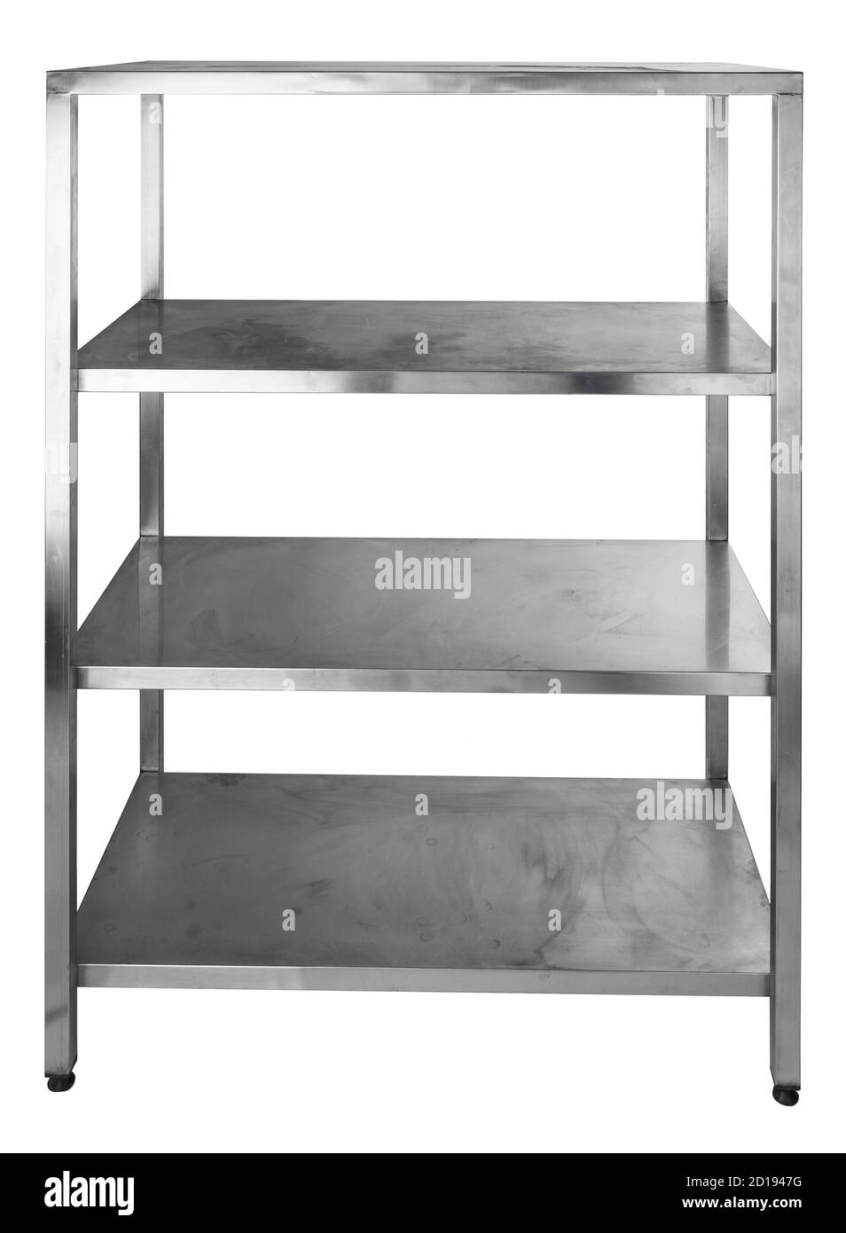 Metal Industrial kitchen rack isolated on white background Stock Photo