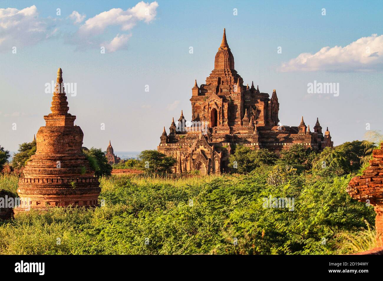 Pagodas and temples of Bagan in Myanmar, formerly Burma, a world heritage site in Asia Stock Photo
