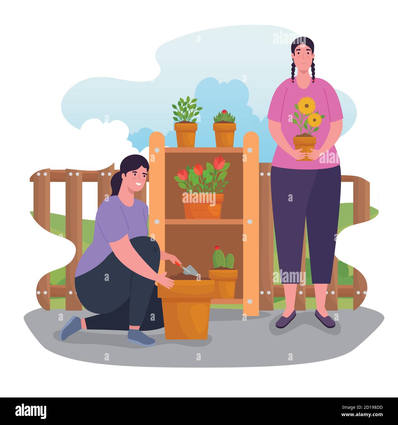 Gardening women with plants vector design Stock Vector Image & Art - Alamy