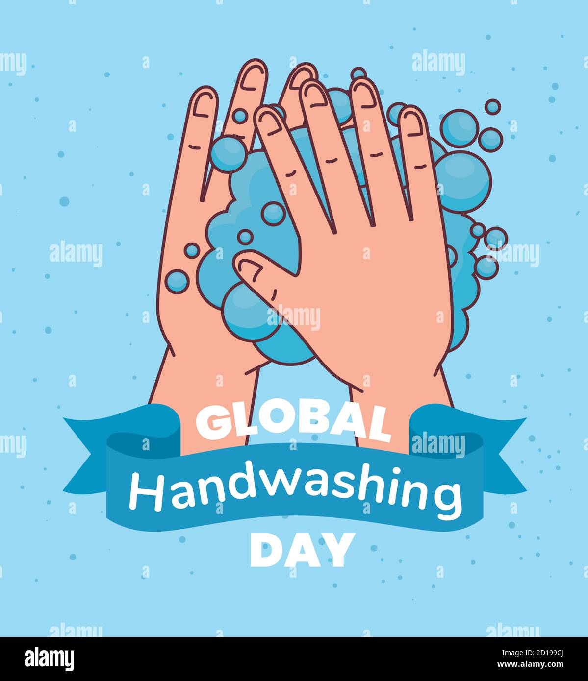 Global handswashing day and hands washing with soap bubbles vector ...