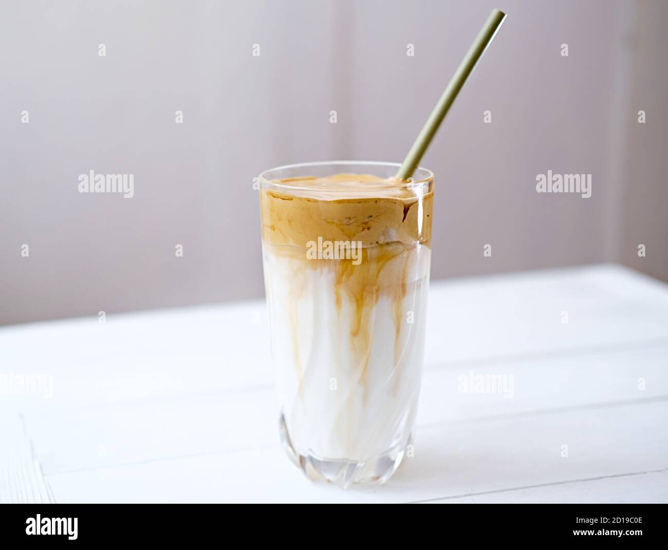Iced frothy Dalgona Coffee, a trendy fluffy creamy whipped coffee