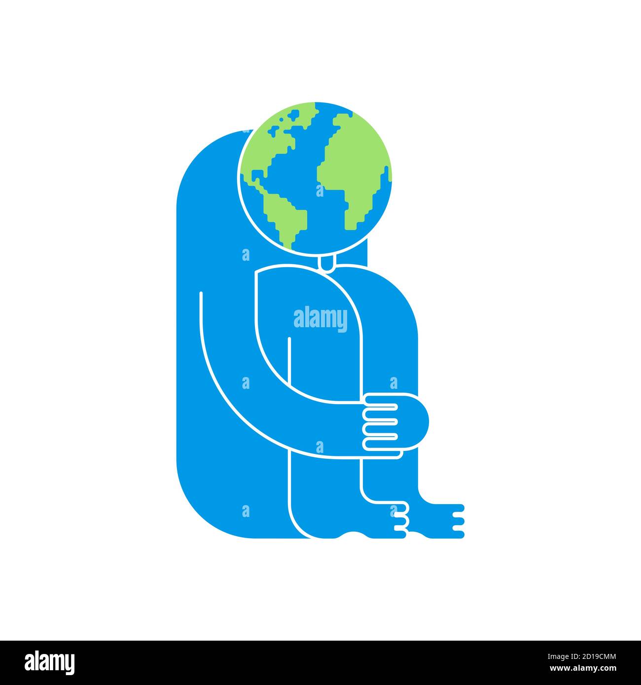 Whiner planet earth. Sad planet Crying pool of tears. Stock Vector