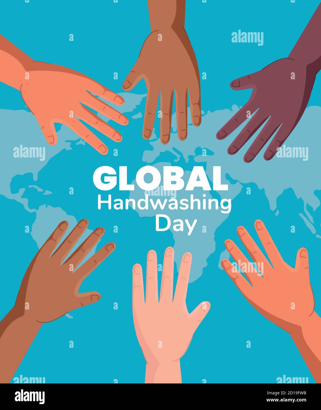 Global handswashing day and hands with world map vector design Stock ...