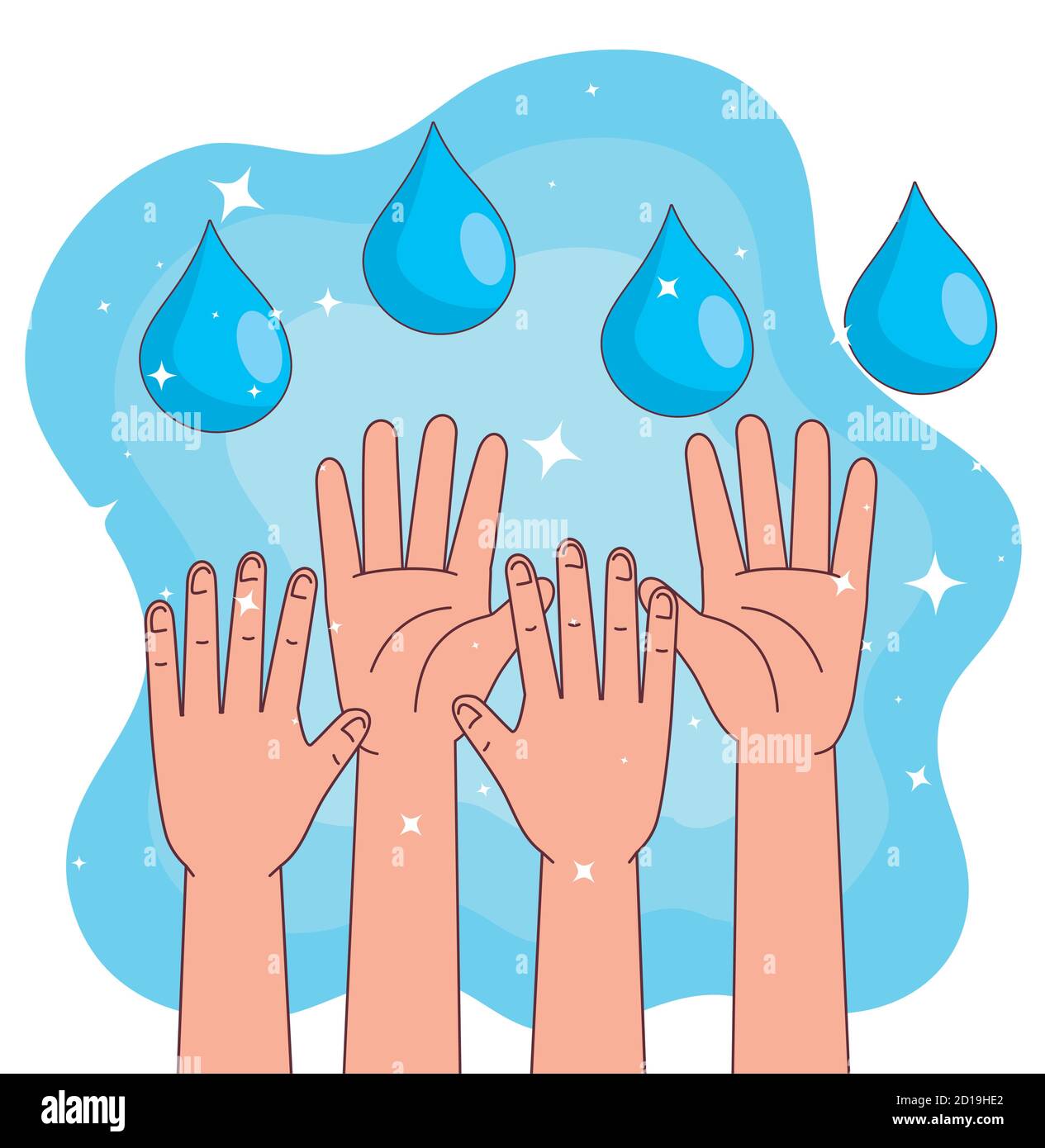 Global handswashing day and hands up with drops vector design Stock ...
