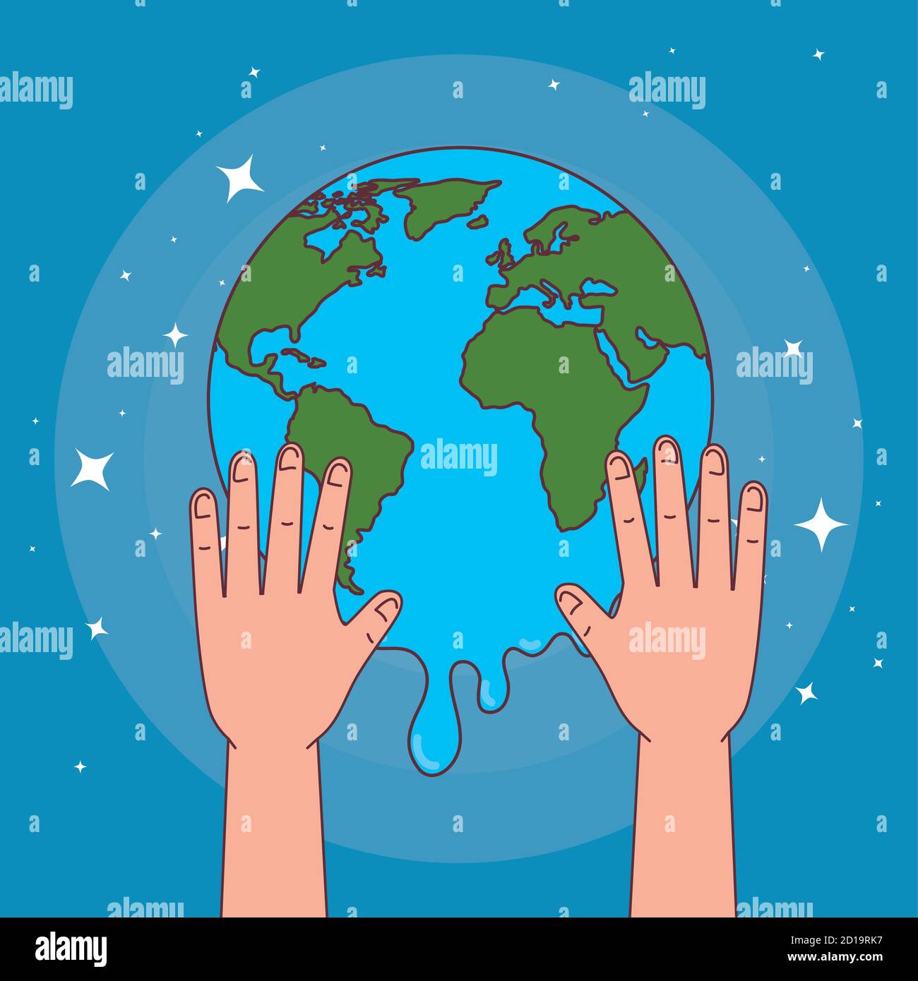 Global handswashing day and hands with melted world vector design Stock ...