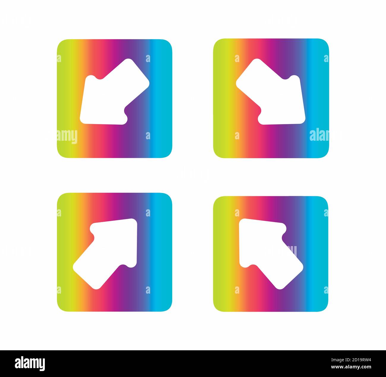 Arrows icons set. rainbow print design guides, arrows isolated Stock Vector