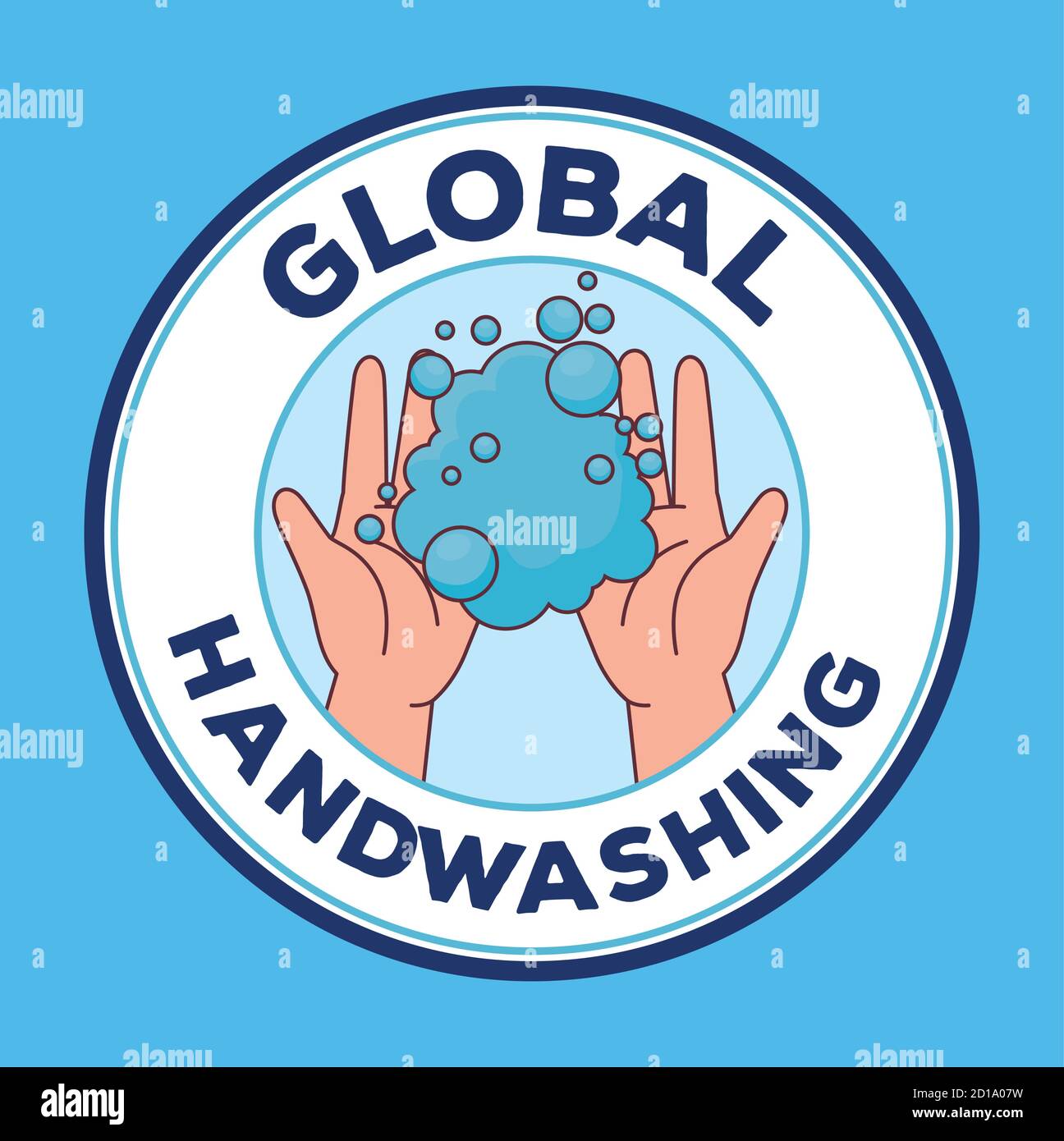 Global handswashing day and hands washing with soap bubbles vector ...